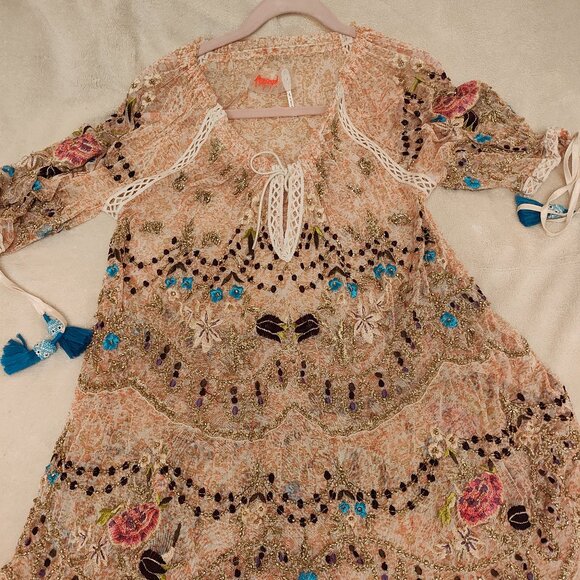 Free People Rosalie Embroidered Beaded Dress - Picture 3 of 5